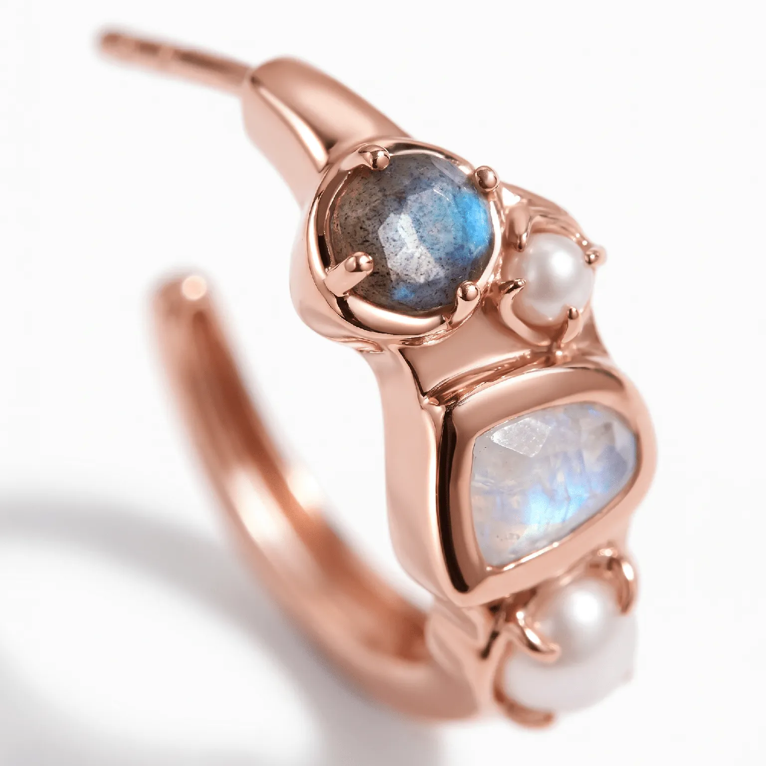 Moonstone Pearl Hoops - Heirloom