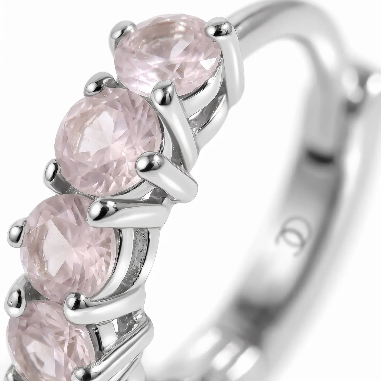 Rose Quartz Earrings - Bonny Hoops - October Birthstone