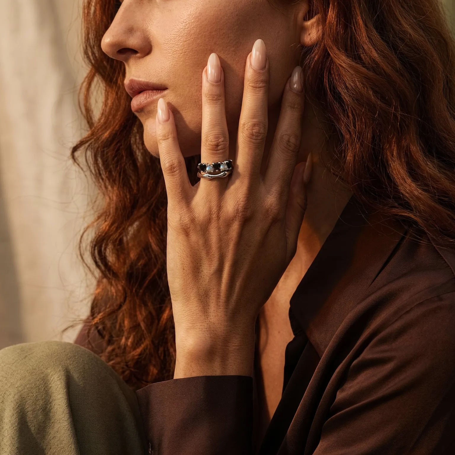 Black Obsidian Labradorite Ring - Crush