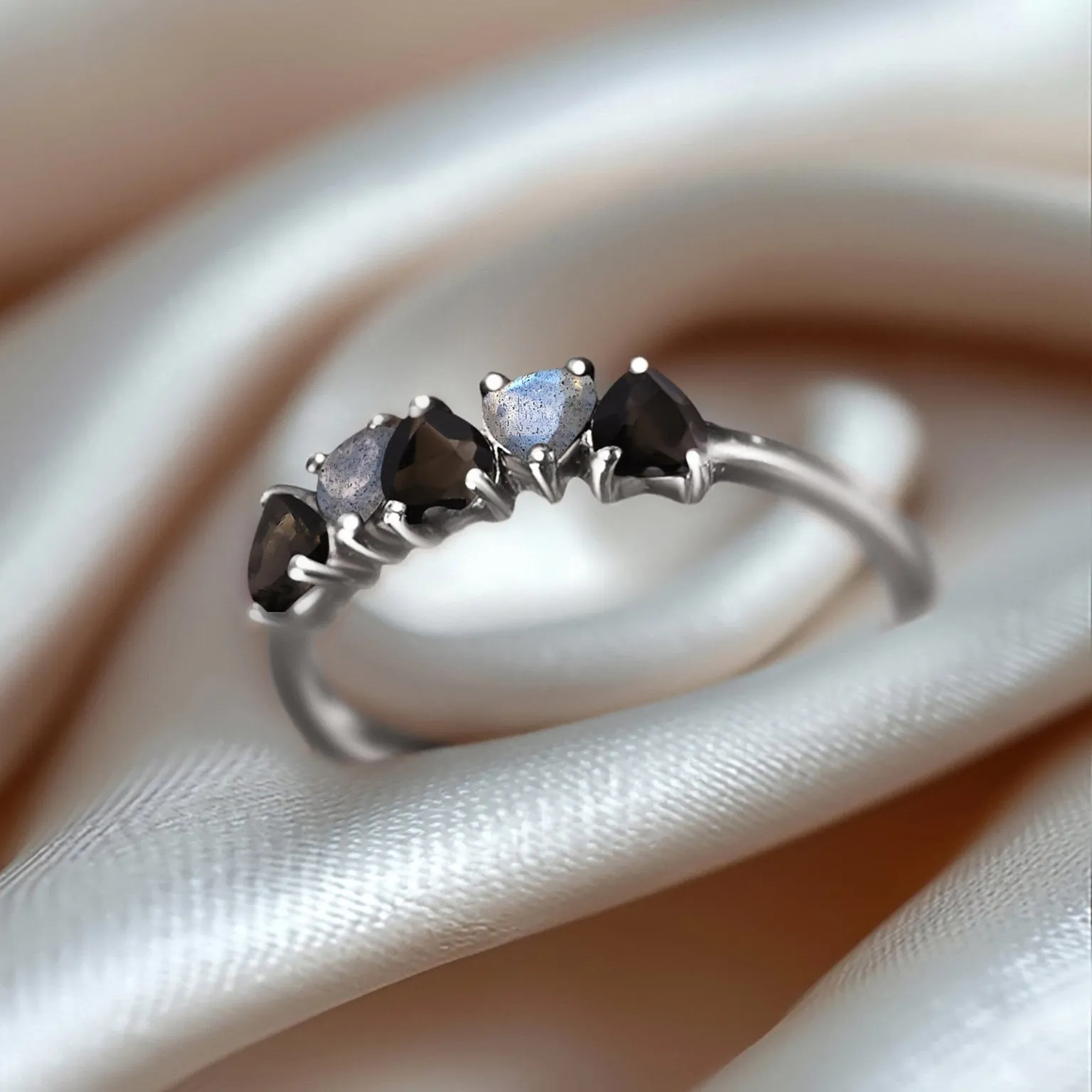 Black Obsidian Labradorite Ring - Crush