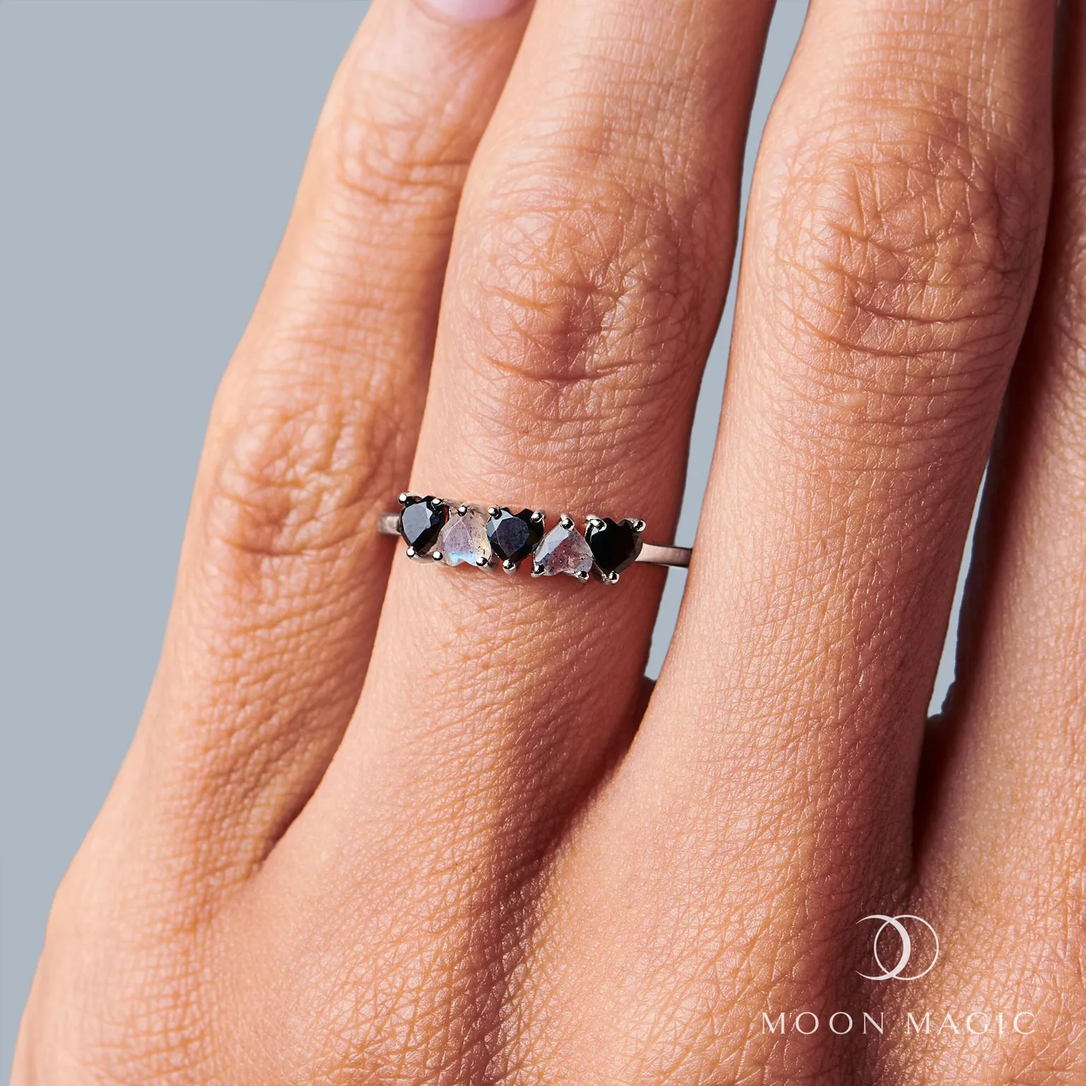 Black Obsidian Labradorite Ring - Crush